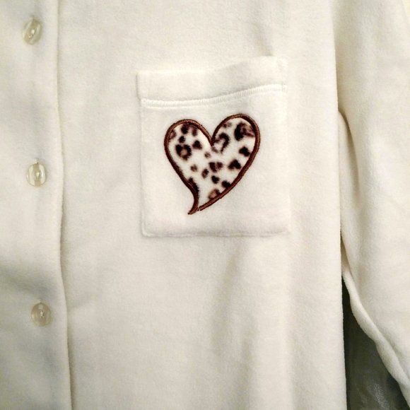 NEW Leopard & Cream Fleece Pajama Set, L - Picture 7 of 12